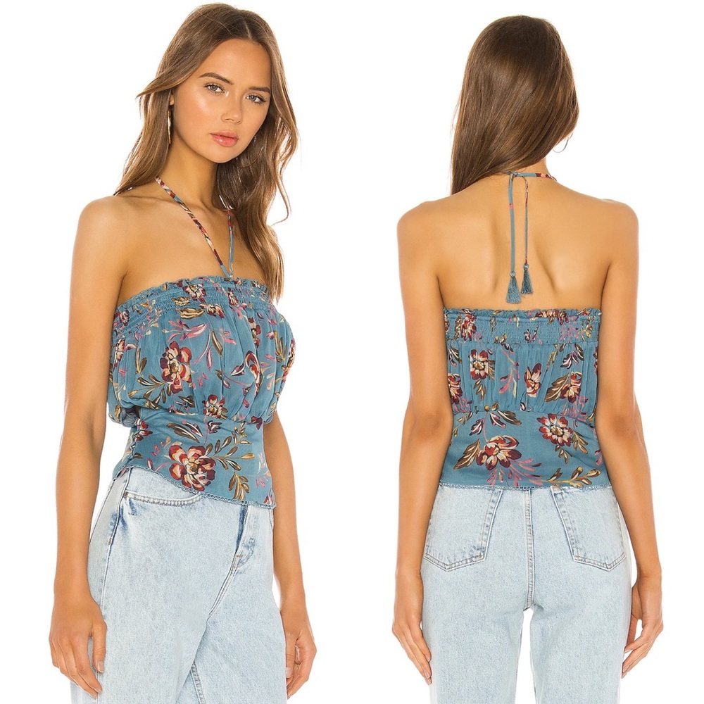 Tularosa Revolve Sashi Top In Dusty Blue Floral Size XS